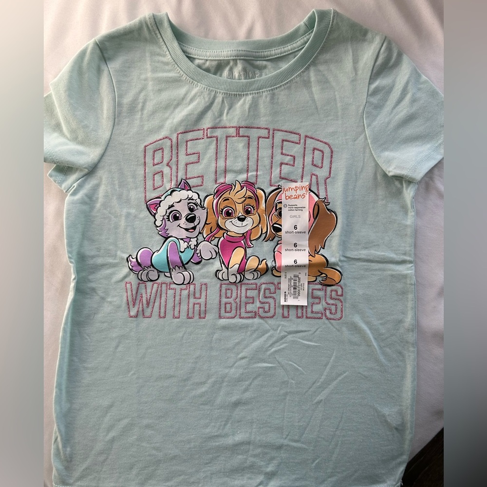 Girl Paw Patrol Light Blue 'Better with Besties' T-Shirt size 6